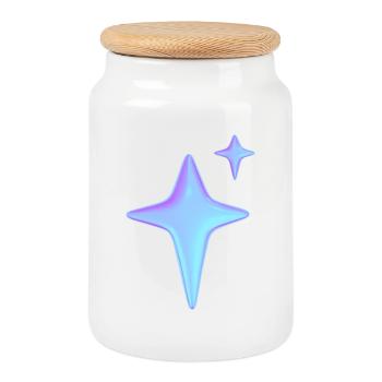 Holographic Sparkle Aesthetic - Cookie Jar with Wooden Lid - white - Front