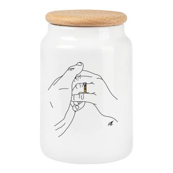 MJR - Mariage - Boîte à biscuits avec couvercle en bois - blanc - Devant