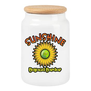 Sunshine Beyond Borders T-Shirt-Design - Keksdose mit Holzdeckel - Weiß - Vorne