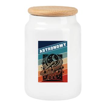 Style rétro astronomique - Boîte à biscuits avec couvercle en bois - blanc - Devant