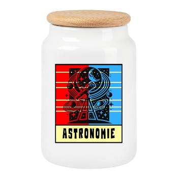 Style rétro astronomique - Boîte à biscuits avec couvercle en bois - blanc - Devant
