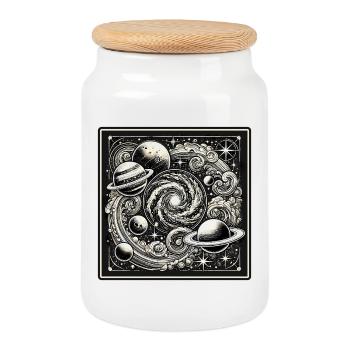 Astronomie Vintage Design - Keksdose mit Holzdeckel - Weiß - Vorne