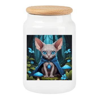Goblin Sphynx - Cookie Jar with Wooden Lid - white - Front