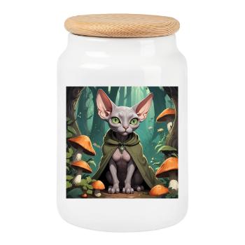 Goblin Sphynx - Cookie Jar with Wooden Lid - white - Front