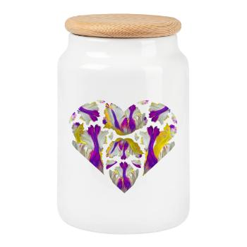 Explosion of colour in the heart - Cookie Jar with Wooden Lid - white - Front