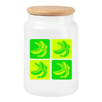 Bananes abstraites Pop Art Design - Boîte à biscuits avec couvercle en bois - blanc - Devant
