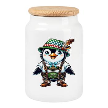 Manchot bavarois - Boîte à biscuits avec couvercle en bois - blanc - Devant