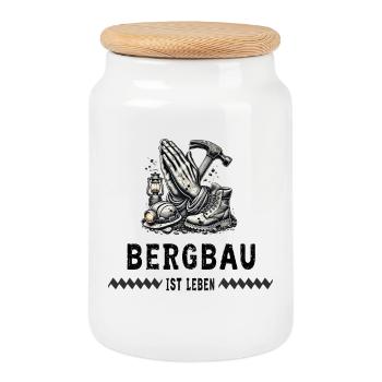 Mining is life - Cookie Jar with Wooden Lid - white - Front