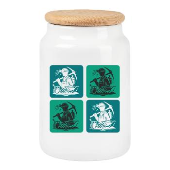 Conception minière - Boîte à biscuits avec couvercle en bois - blanc - Devant