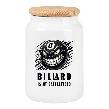 Le billard est mon champ de bataille - Boîte à biscuits avec couvercle en bois - blanc - Devant