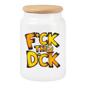 F*ck le d*ck - Boîte à biscuits avec couvercle en bois - blanc - Devant