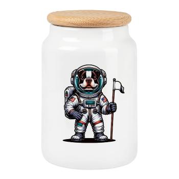 Bostie Astronaut - Keksdose mit Holzdeckel - Weiß - Vorne