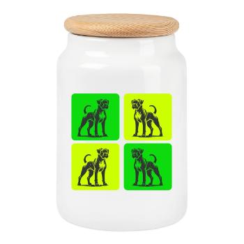 Conception de chien boxer - Boîte à biscuits avec couvercle en bois - blanc - Devant