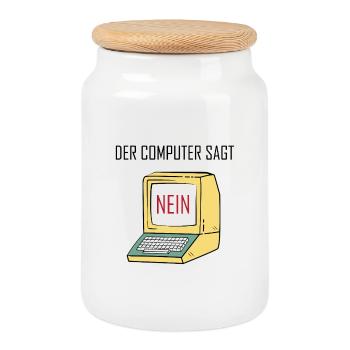 Retro Funny Computer Sagt Nein - Geeky Tech Nerd - Cookie Jar with Wooden Lid - white - Front