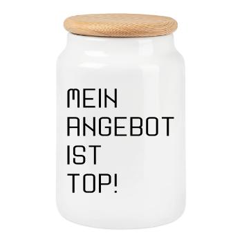ANGEBOT IST TOP NACHFRAGE - Keksdose mit Holzdeckel - Weiß - Vorne