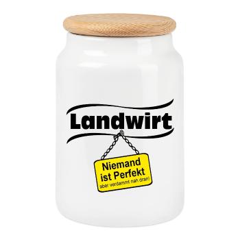 Landwirtschaft , Landwirt , Farmer , monza man - Keksdose mit Holzdeckel - Weiß - Vorne