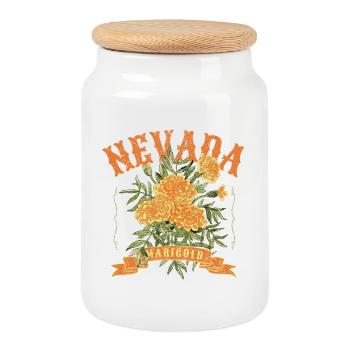 Souci du Nevada – Fleurs sauvages vintage - Boîte à biscuits avec couvercle en bois - blanc - Devant