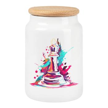 Schach Graffiti - Keksdose mit Holzdeckel - Weiß - Vorne