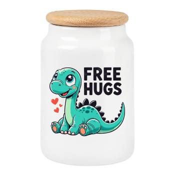 Apatosaurus Dino Baby Cadeau de câlins gratuits - Boîte à biscuits avec couvercle en bois - blanc - Devant