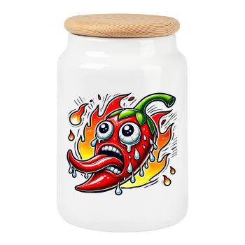 Ultra Hot Chili - Cookie Jar with Wooden Lid - white - Front