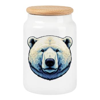 Weißer Eisbär - Keksdose mit Holzdeckel - Weiß - Vorne