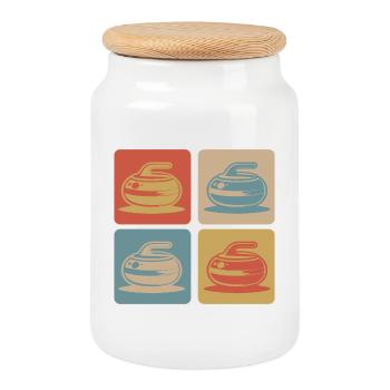 Curling Vintage Design - Boîte à biscuits avec couvercle en bois - blanc - Devant