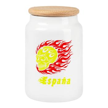 Conception de crâne Spanein - Boîte à biscuits avec couvercle en bois - blanc - Devant