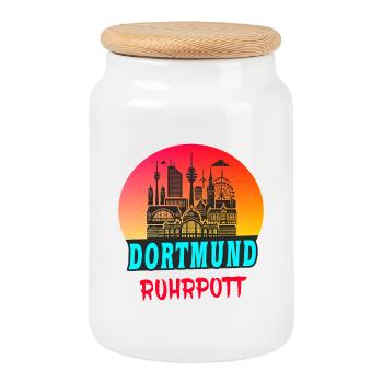 Dortmund Ruhrpott Skyline - Boîte à biscuits avec couvercle en bois - blanc - Devant