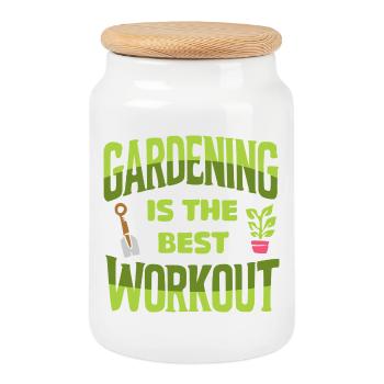 Garden FItness Workout - Best Gym Work - Cookie Jar with Wooden Lid - white - Front