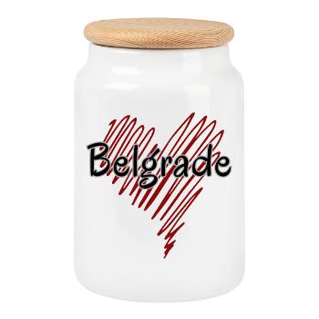 J’aime Belgrade, Belgrade, Serbie - Boîte à biscuits avec couvercle en bois - blanc - Devant