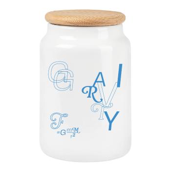 Typo meets gravity - Cookie Jar with Wooden Lid - white - Front