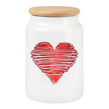 motiv_herz_rot - Boîte à biscuits avec couvercle en bois - blanc - Devant