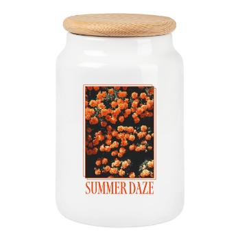 Summer Daze – Blooming Summer Dreams - Cookie Jar with Wooden Lid - white - Front