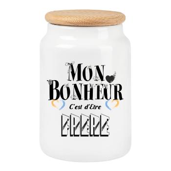 Mon Bonheur C'est d'Etre Frère - Boîte à biscuits avec couvercle en bois - blanc - Devant