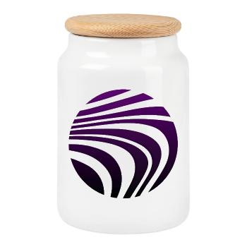Psychedelisches Muster Violett Verlauf - Keksdose mit Holzdeckel - Weiß - Vorne