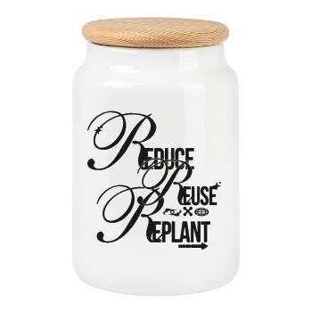 Scénario de durabilité – Réduire, réutiliser, replanter - Boîte à biscuits avec couvercle en bois - blanc - Devant