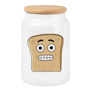 Pain tendu - Boîte à biscuits avec couvercle en bois - blanc - Devant