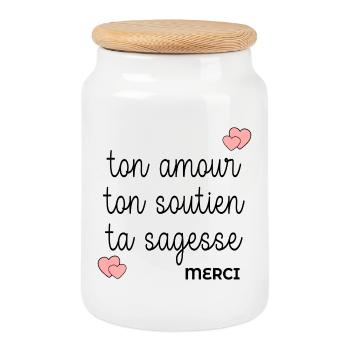 AMOUR SOUTIEN SAGESSE MERCI - Boîte à biscuits avec couvercle en bois - blanc - Devant