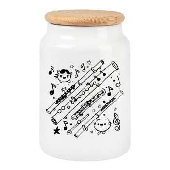 Flûte Bande dessinée - Boîte à biscuits avec couvercle en bois - blanc - Devant