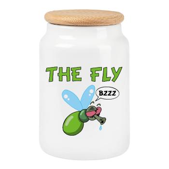 The fly - Cookie Jar with Wooden Lid - white - Front