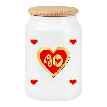 40th Birthday Heart - Cookie Jar with Wooden Lid - white - Front