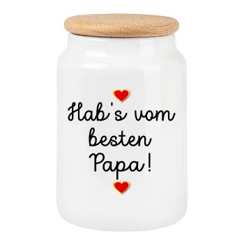 VATERTAG PAPA KIND - Keksdose mit Holzdeckel - Weiß - Vorne