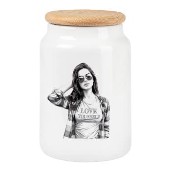 Love yourself - Keksdose mit Holzdeckel - Weiß - Vorne