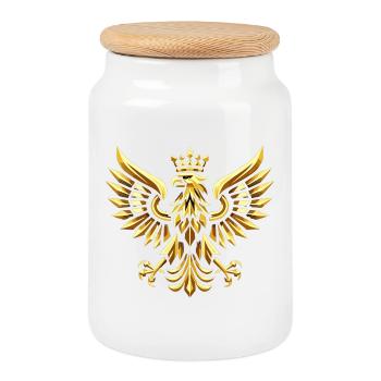 Pologne Polska aigle or drapeau épique cadeau - Boîte à biscuits avec couvercle en bois - blanc - Devant