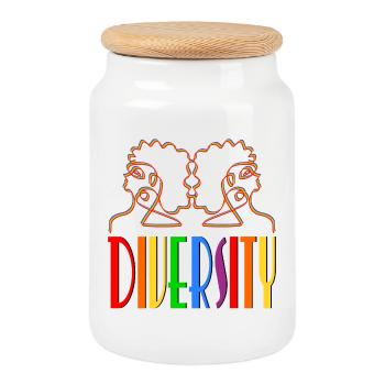 VIELFALT FRAUEN REGENBOGEN - Keksdose mit Holzdeckel - Weiß - Vorne