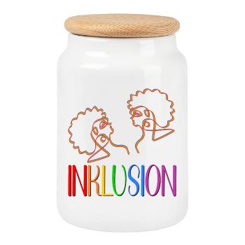 INKLUSION LINIENZEICHNUNG FRAUEN - Keksdose mit Holzdeckel - Weiß - Vorne