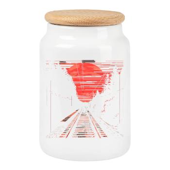 Illustration ferroviaire - Boîte à biscuits avec couvercle en bois - blanc - Devant