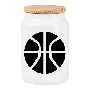 Basketball Ball - Cookie Jar with Wooden Lid - white - Front