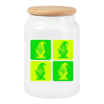 Garden Gnomes with Axe – Mystical and Powerful - Cookie Jar with Wooden Lid - white - Front