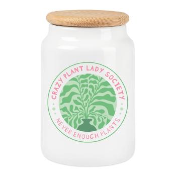 Emblème de la Crazy Plant Lady Society - Boîte à biscuits avec couvercle en bois - blanc - Devant
